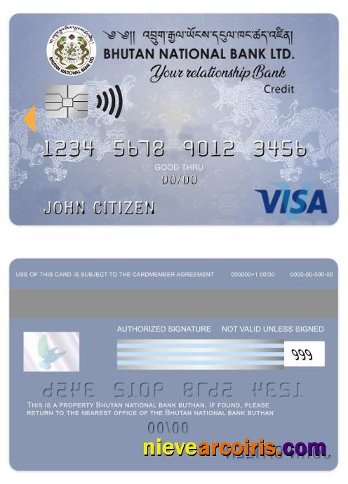 Bhutan national bank LTD visa credit card